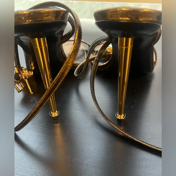 Tom Ford Lock Metallic Stiletto Heels